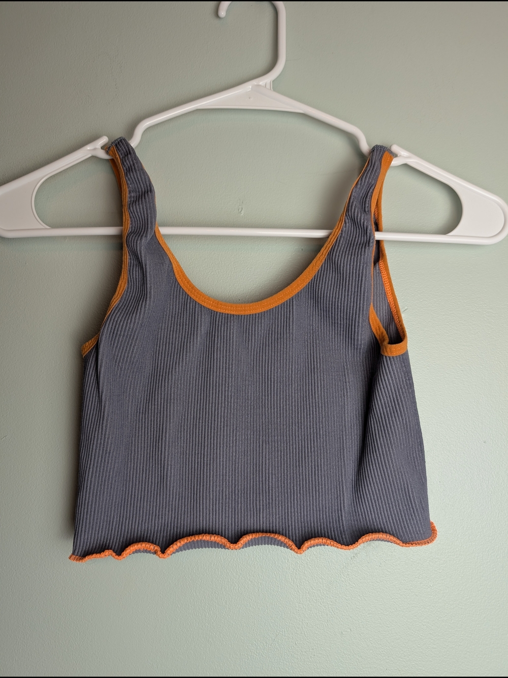 FP Movement by Free People Grey Crop Tank with Orange Trim